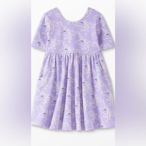 Hanna Andersson Fancy Unicorn On Sweet Lavender Elbow Print Skater Dress 6-7 new
